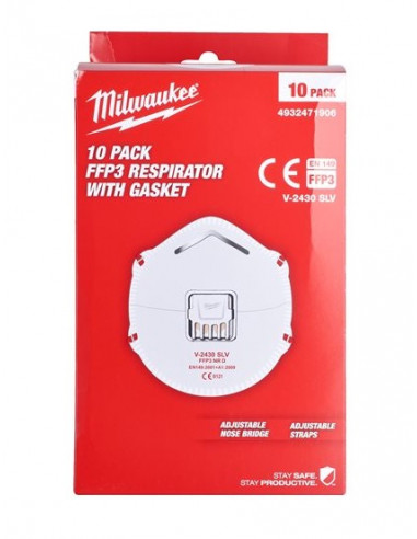 Lot 10 masques FFP3 avec valve Milwaukee