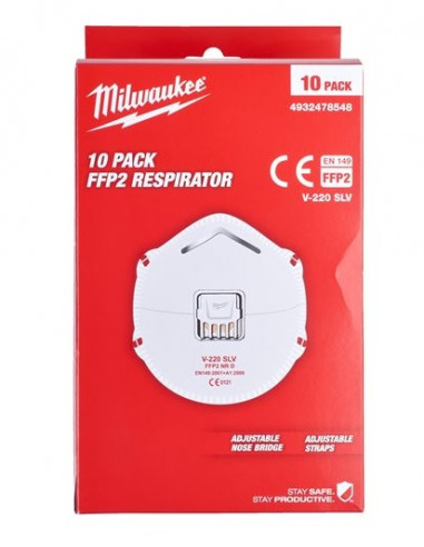 Lot 10 masques FFP2 avec valve Milwaukee